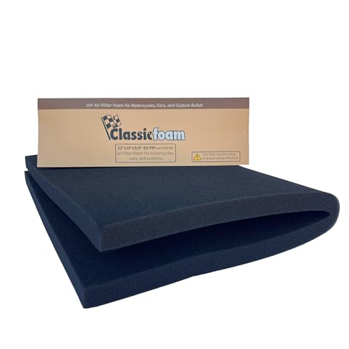 Classicfoam Air Filter Foam Sheet Material - 12'x18'x5/8' - 60 PPI for Motorcycles, Dirt Bikes,...