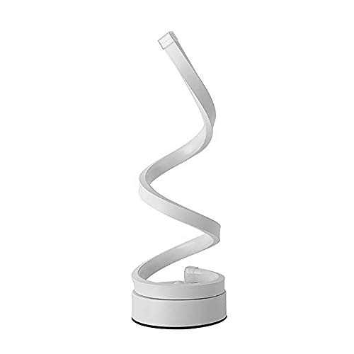 Donpow Lámpara de mesa LED en espiral, lámpara de mesilla de escritorio curva moderna, luz blanca cálida regulable Luz blanca cálida para la sala de estar del dormitorio