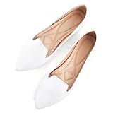 SAILING LU Flats Shoes Women Comfortable Slip on Pointy Toe Ballerina Walking Flats Shoes White 41(9)