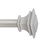72-144' Nickel Curtain Rod, Quick Easy Installation, No Tools Option, 1' Diameter, Durable Steel...