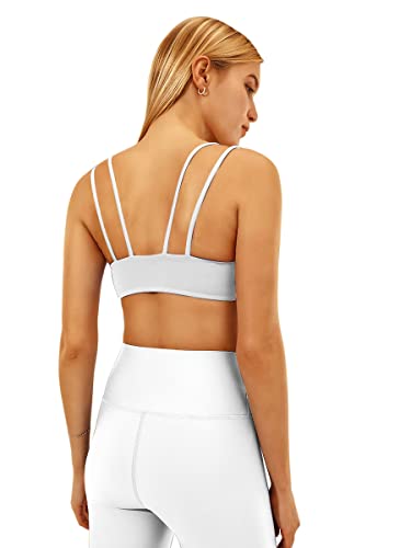 MEIVSO Women's Seamless Sports Bra Longline Spaghetti Straps Wirefree Workout Yoga Bra3