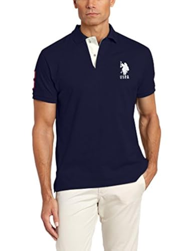 U.S. Polo Assn. Men's Slim Fit Pique Polo, Classic Navy/White,