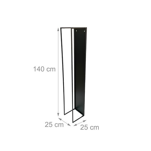 Range-bûche mural en acier noir au design épuré moderne - 5