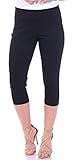 One5One Women's Shaping Stretch Pull On Dress Capri Pants Miracle Ab Shaper Black Medium (8-10)