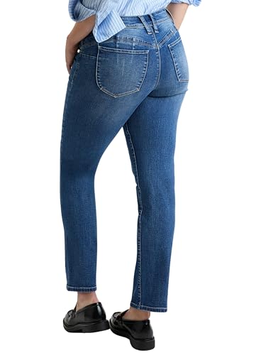 Women's High Rise Curve Confidence Wannabettabutt Straight Leg Jeans, M Medium Blue, 143