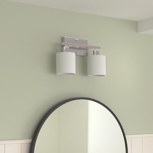 Image of Bathroom Vanity Light Fixture Brushed Nickel, 2-Light Wall Sconces