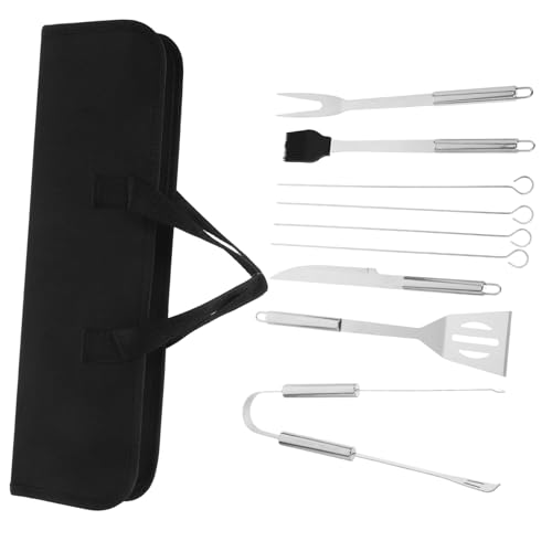 Anneome Set of Bbq Tools 9pcs Stainless Steel Grilling Utensils Tongs Spatula Forks with Storage Bag for Outdoor Cooking