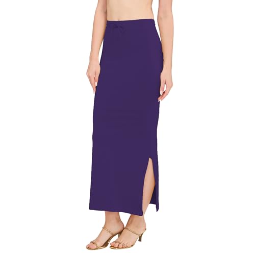 Image of DESI GIRL Cotton Lycra Stretchable Saree Shapewear Petticoat with Drawstring for Women | Fishcut Saree Petticoat with Side Slit for Easy Movement | Saree Shaper | Long inskirt