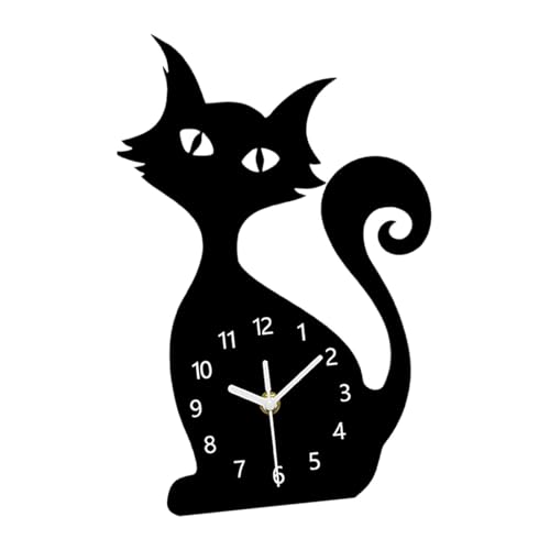 Orologio da Parete Gatto Acrilico Creativo Silenzioso Quadrante Leggero Accessorio Decoro Casa Adatto a Salotto Stanza Bambini Cucina, Grande