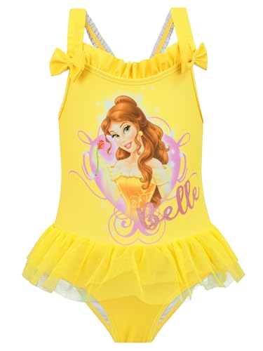 Disney Prinzessin Mädchen Schönheit und das Biest Badeanzug EIN Stück Belle Schwimmen Kostüm Gelb 122