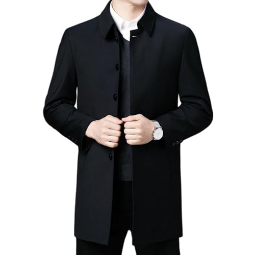 Gabardina mediana hombre slim fit azul marino abrigo ligero para oficina y entretiempo XL