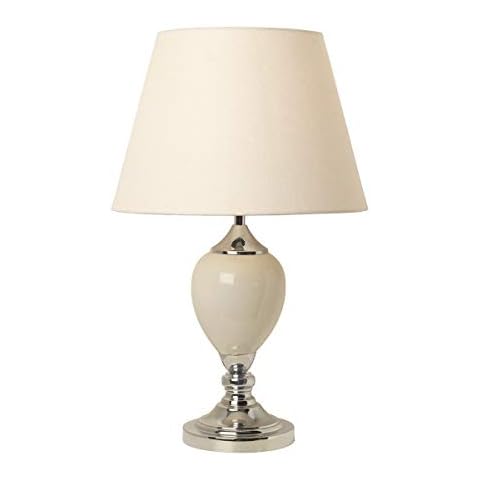 Village At Home Marla Table Lamp, Ceramic, B22, 60 W, Cream/Chrome Cover