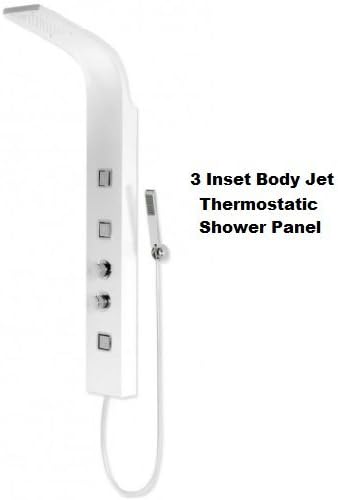 Thermostatic Shower Panel Column Tower With Body Jets Twin Head Bathroom Shower