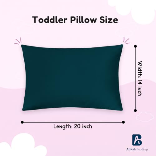 Image of Atiksh Beddings 14x20 Toddler Travel Pillow Cases, Pack of 2, 100% Egyptian Cotton, 600 Thread Count, Zipper Closure, Small Pillowcase for Kids, Daycare, Preschool & Travel, Teal