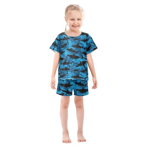 Pajama Sets Shark Pattern Short Sleeve Summer Sleepwear 2 Piece Pjs3