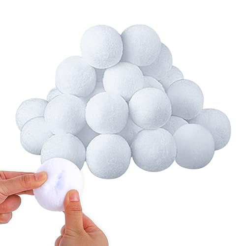 Gukasxi 30 bolas de nieve artificiales de 6 cm para niños, bolas de nieve para interiores, bolas de nieve de Navidad, bolas de nieve blancas, para manualidades, bolas de nieve de felpa suave para