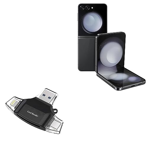 BoxWave Smart Gadget Compatible with Samsung Galaxy Z Flip 5 - AllReader SD Card Reader, microSD Card Reader SD Compact USB - Jet Black