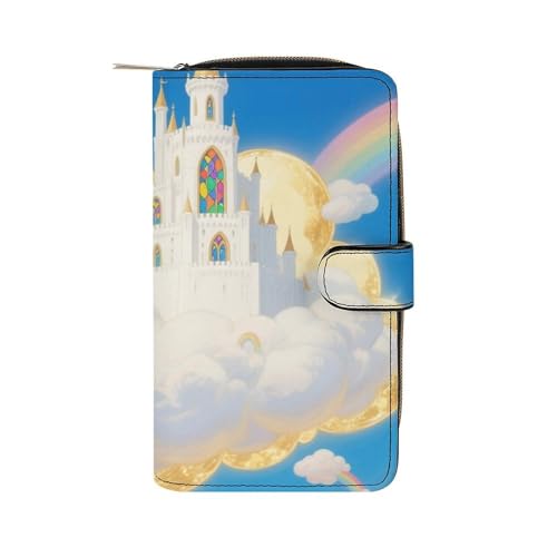 Cloud Castle Printed Leather Wallet, Multifunctional Leather Purse, Compact Card Holder Wallet, Pattern Wallet, Travel & Daily Use Wallet
