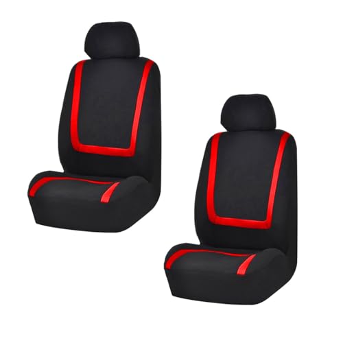 LAINLOY 2 Pack Car Seat Covers, Breathable Seat Protectors, Anti-Slip Driver Seat Cover, Comfortable Front Seat Cover Set Universal Fit for Truck, SUV, Sedan, Airbag Compatible (Black&Red)