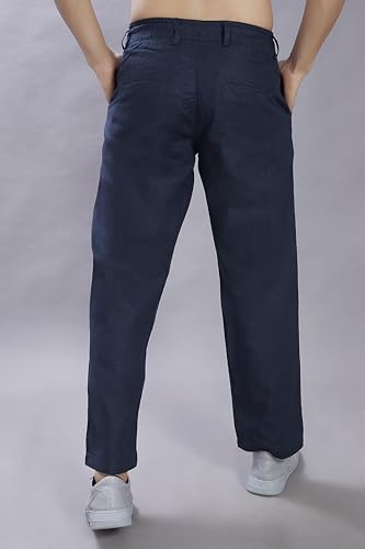 Image of DIVISIVE Men's Relaxed Fit Front Pleated Cotton Linen Blend Trousers