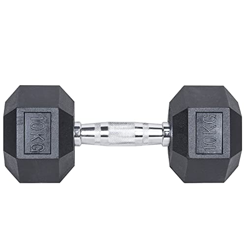 Hexagon Kurzhantel gummierte sechs-eckige Gewichte Gusseisen 2,5 bis 15kg zur Auswahl (10kg)