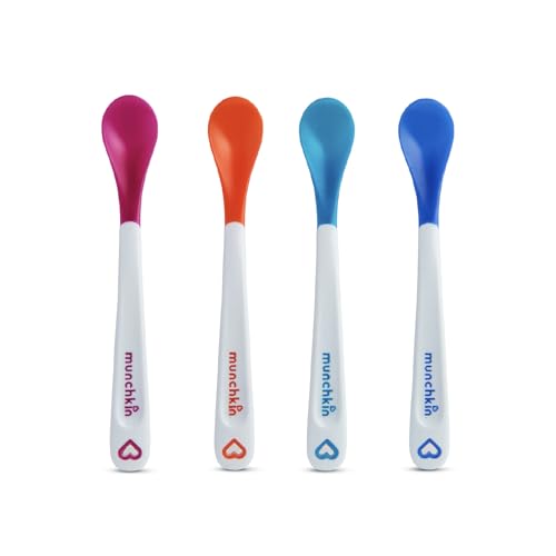 Munchkin White Hot Löffel für Kleinkinder und Babys | Baby-Abstill-Set mit farbwechselndem Hitzewarnsignal | Kunststoffbesteck | ohne BPA | Fütternlöffel für Babys | 4er Pack