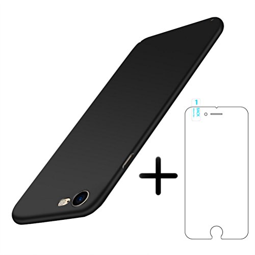 Funda iPhone 7 iPhone 8 Caso con Protector de Pantalla de Vidrio Templado, Blossom01 Delgada y Fina Cover, Protector de Cubierta Mate con Recubrimiento Anti-Rayado Funda para iPhone 7/8 (Negro)