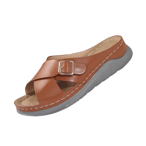 Generisch Sandalias romanas para mujer, pantuflas para mujer, sandalias y deslizadores ortopédicas, elegantes sandalias mocasines, zapatos de verano, zapatos abiertos, suaves, informales, cómodas