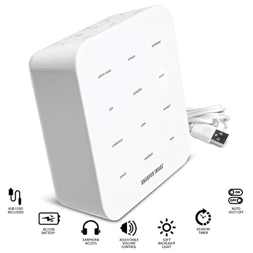 SHARPER IMAGE Ultimate Sleep White Noise Sound Machine for Adults and Baby, Portable