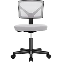 Sweetcrispy Office Desk Chair, Ergonomic Low-Back Mesh Rolling Work Swivel Chairs with Wheels, Armless Comfortable Seat Lumbar Support for Home, Bedroom, Study, Student, Adults,Classic Grey