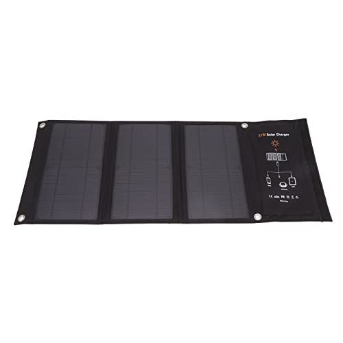 21W Foldable Solar Panel Charger Black Portable Solar Phone Charging Panels with Dual USB Port Solar Power Charger for Outdoor Hiking Camping