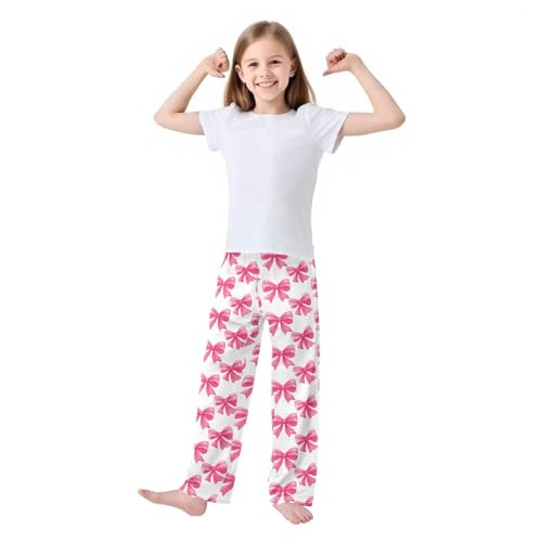 Pajama Bottoms, Pink Ribbon Bows Pajamas Pant Sleep Long Pants Lounge Wear Sleepwear Soft Pjs2