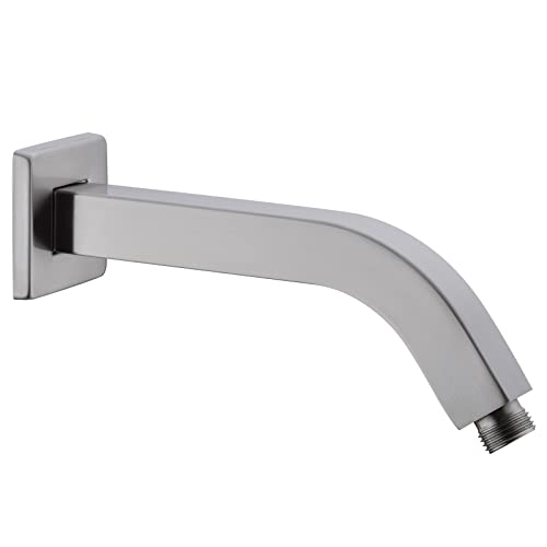 TRUSTMI Square Shower Arm Wall Mount 8 Inch Angled Shower Head Extension Pipe V Shape Showerhead Extender with Flange, Brushed Nickel