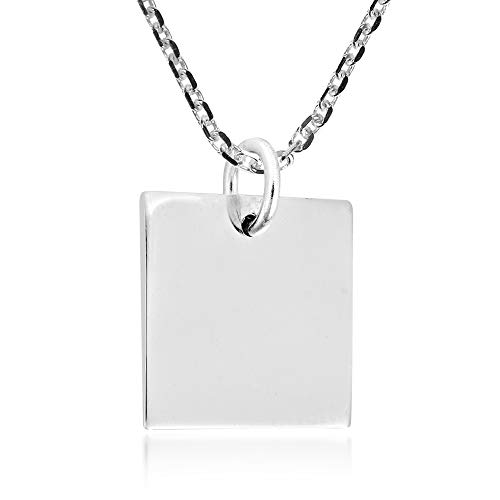 AeraVida Plain Geometric Square .925 Sterling Silver Pendant Necklace2