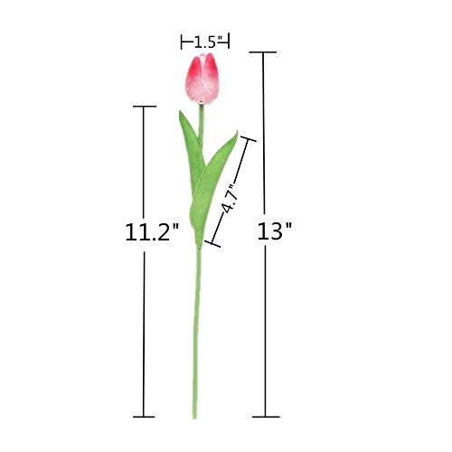 20Pcs Artificial Tulips Pu Touch Single Stem Tulip Fake Flower Bouquet Arrangement For Home Party Wedding Decoration (Pink) #TOP6
