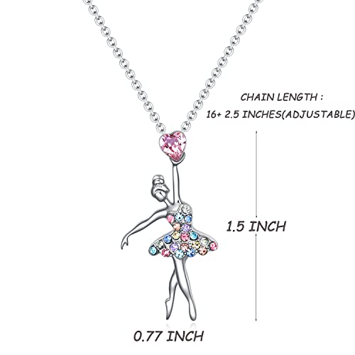 SUMFAN Ballerina Ballet Necklace Gifts for Girls Women,Dance Recital Gifts for Girls Ballet Pendant Jewelry for Daughter3