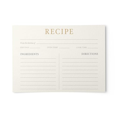 Dashleigh Elegant Recipe Cards 4x6 Double Sided 50 Pack Thick Cardstock with Lines Blank Kitchen Cards for Recipe Box and Binder - 4 Colors Available - Bridal Shower Wedding & Gift (Champagne Gold)