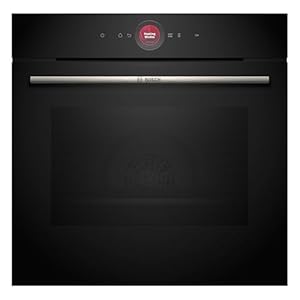 Bosch HBG7221B2, Serie 8 Smarter Einbau-Backofen, 60 x 60 cm, Made in Germany, Hydrolyse Reinigung, Air Fry, Bosch Assist Automatikprogramme, 3D Heißluft, Farbiger Touchscreen mit Bedienring, Schwarz