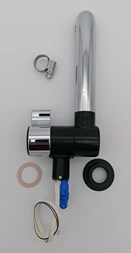 CR-MOESANCO Set Kaltwasserhahn mit Schalter 12 V + 1 Edelstahlklemme für Wohnwagen, Wohnmobil, Wohnwagen oder Boot, Chrom-Finish