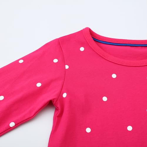 HILEELANG Toddler Girl Dress Long Sleeve Pocket Cotton Casaul Rose Red Fish Embroidery Playwear Shirt Jersey Dresses 2T3