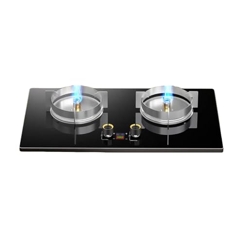 Estufa De Gas De 2 Quemadores, Estufa De Encimera Con Anillo De Fuego De 5,2 KW, Temporizador Bilateral De 180 Min, Rejilla Redonda Antideslizamiento For Ollas(NG)