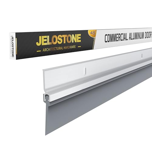 JELOSTONE 2 Pack - 48'' Commercial Door Bottom Sweep (Clear Anodized), Heavy Duty Aluminum, Fire Rated, Vinyl Insert, JS-NV307, Ideal for Residential & Commercial Use