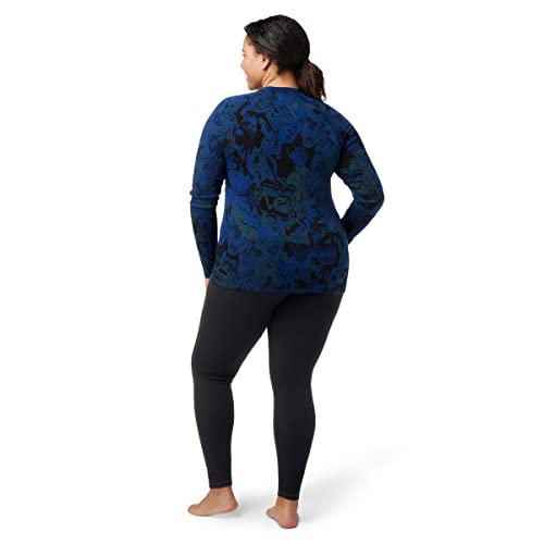 Smartwool Women's Plus Size Classic Thermal Merino Wool Base Layer — Pattern Crew (Slim Fit), Blueberry Hill Marble, 3X #TOP2