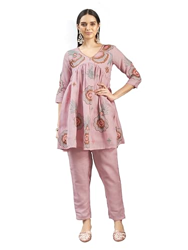 Image of Womanista Embriodery frock suit set for womens | coord set for womens cotton | co ord sets for women stylish | co ord sets for women casual wear