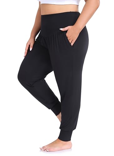 ZERDOCEAN Women's Plus Size Yoga Joggers Pants Casual Comfy Workout Lounge Pants with Pockets
