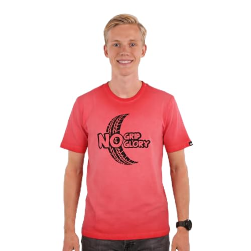 Image of Men's Round Neck Graphic Printed T-Shirt, Red | Premium Cotton Casual Riding Tee | Comfortable Regular Fit Crew Neck for Bikers & Everyday Wear