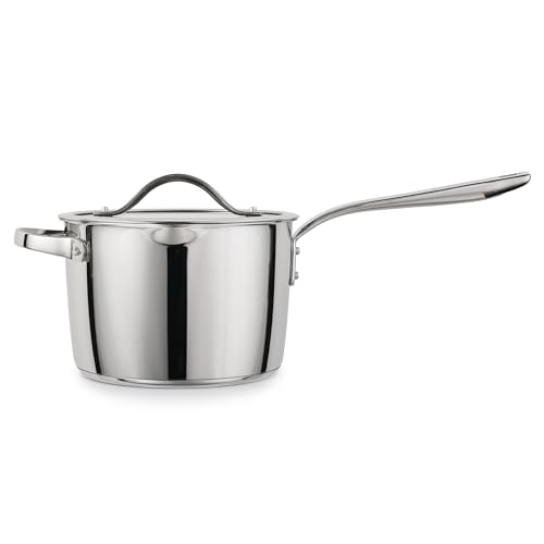 Image of Tramontina Tempo Tri-Ply Base Stainless Steel 4-Quart Sauce Pan with Glass Lid, Induction-Ready Saucepan, Oven-Safe, Dishwasher-Safe