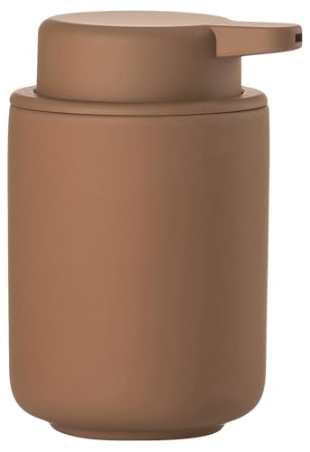 Zone Denmark Ume - Dispenser di Sapone Liquido, in gres, Ceramica, Rivestimento Morbido al Tatto, Stile scandinavo, 250 ml, Altezza 12,8 cm, Terracotta