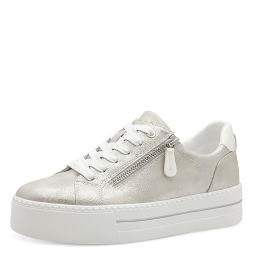 Jana Damen Plateau Sneaker mit Reißverschluss Vegan, Silber (Silver), 40 EU