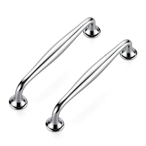 Image of Ravinte 10 Pack 5 Inch Polished Chrome Kitchen Cabinet Handles Solid Zinc Alloy Cabinet Pulls Cupboard & Drawer Handles